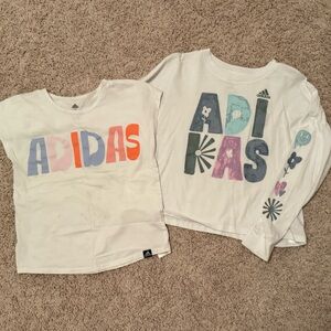 Girls Adidas tshirt bundle, size small. One long sleeve tee, one short sleeve